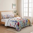 thumbnail image 5 of Full Quilt Set 78''x90'', Pastoral Spring Floral Lightweight Bedspread Coverlet Set with 2 Pillow Shams, Elegant Summer Flower Botanical Breathable All Season Quilt Bedding for Bedroom/Guest Room, 5 of 9