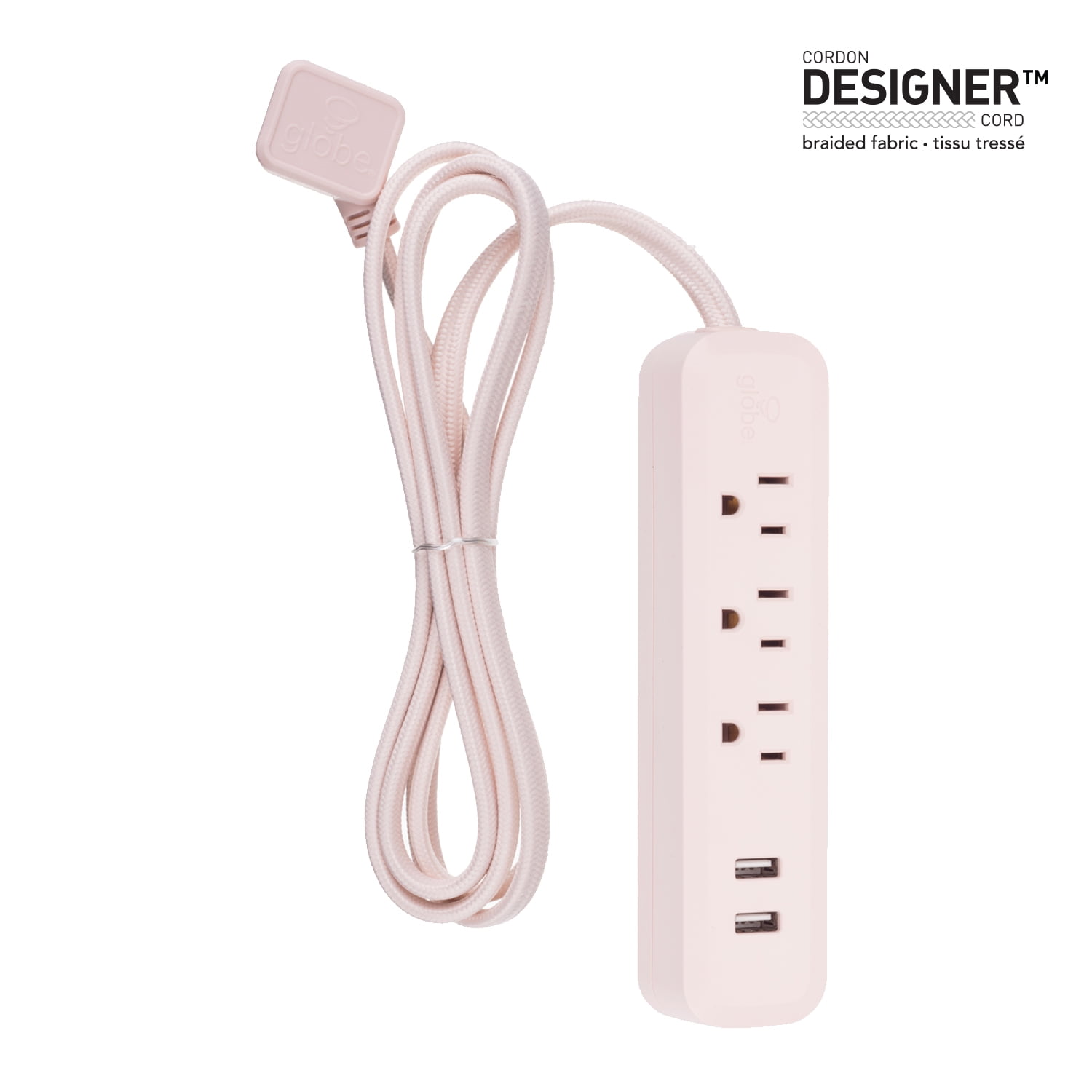Globe Electric Globe Electric 6-ft 3-Outlet Rose USB Surge Protector 2-Pack, 78257-K