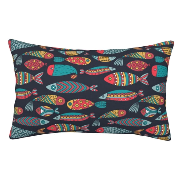 Kdxio Cotton Pillow Cases 14"x20" Pillowcases,Soft and Breathable Bedroom Pillow Cases-Colorful Fish-No Pillow Core