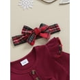 thumbnail image 6 of Bslissey Baby Girls Christmas Romper Dress Ruffles Long Sleeve Plaid Patchwork Jumpsuit Newborn Infant Casual Bodysuit with Headband Daily Clothes 0-18 Months, 6 of 9