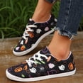 thumbnail image 2 of YLYL Halloween Women's Canvas Low Top Sneakers Pumpkin Skeleton Printed Slip-On Lace up Casual Flats Walking Shoes, 2 of 9