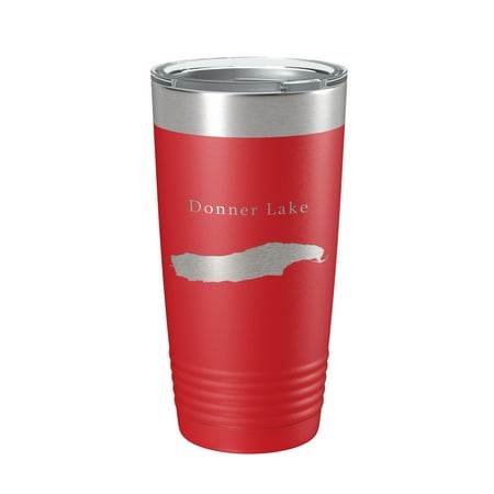

Donner Lake Map Tumbler Travel Mug Insulated Laser Engraved Coffee Cup California 20 oz Red