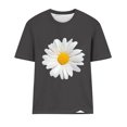 thumbnail image 4 of Womens Round-Neck Blouses Short Sleeved T Shirts Daisy Flower Print Top, 4 of 4