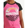 thumbnail image 3 of Justice Girl's Everyday Faves Short Sleeve Knot Front T-Shirt,Sizes XS-XLP, 3 of 4