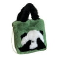 thumbnail image 2 of Bolso de peluche de panda, bolso de hombro, bolso cruzado, bolso de mano, bolsa, billetera con cadena, verde, 2 of 9