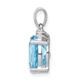 thumbnail image 2 of White Sterling Silver Charm Pendant Diamond Swiss Blue Topaz Oval 18 mm 8, 2 of 4