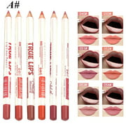6 Pack Wooden Lip Liner Waterproof Soft Pencil Contouring Makeup Lipstick Tool