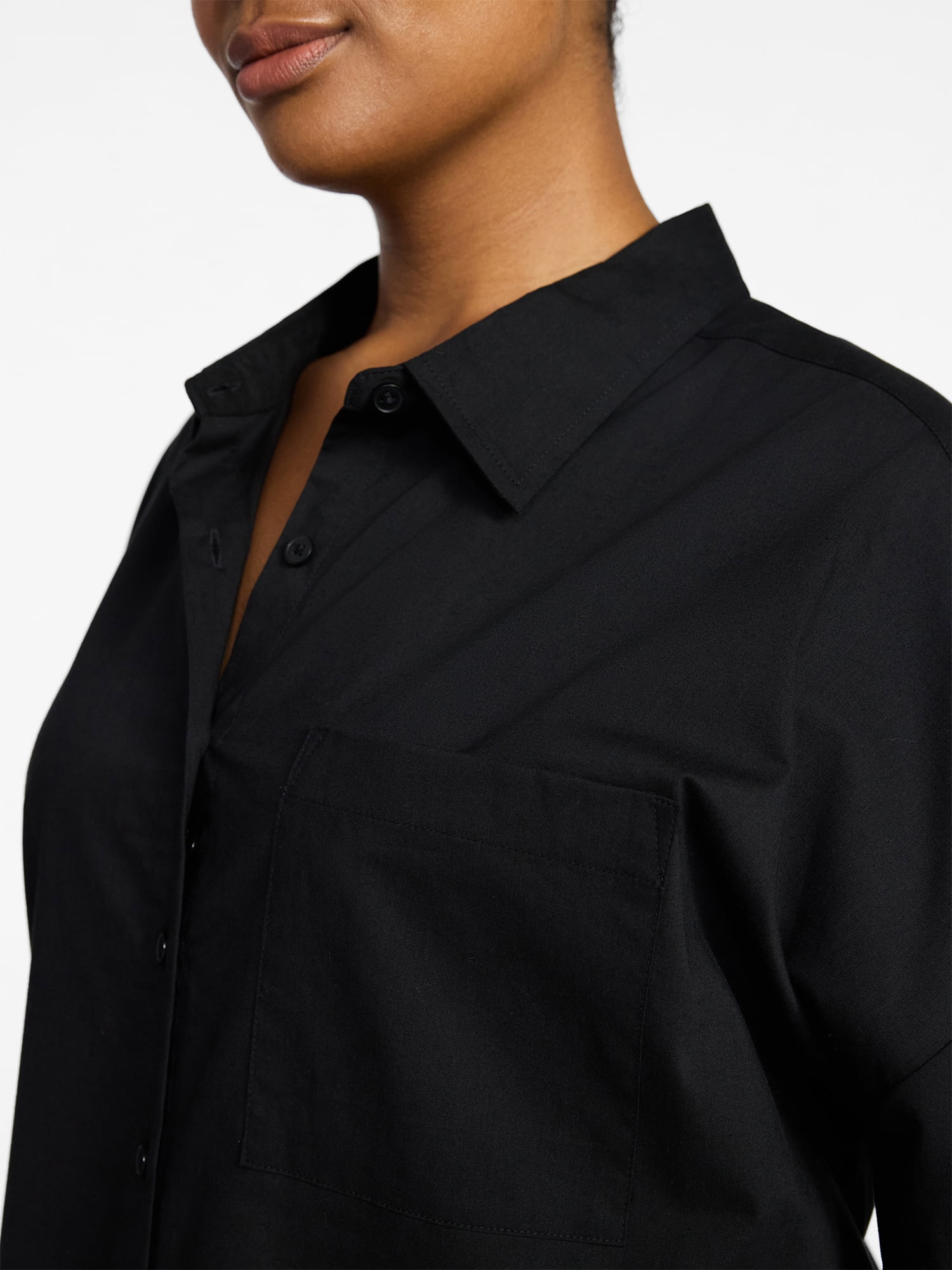 Terra & Sky Women's Plus Size Poplin Boyfriend Shirt, Sizes 0X-5X