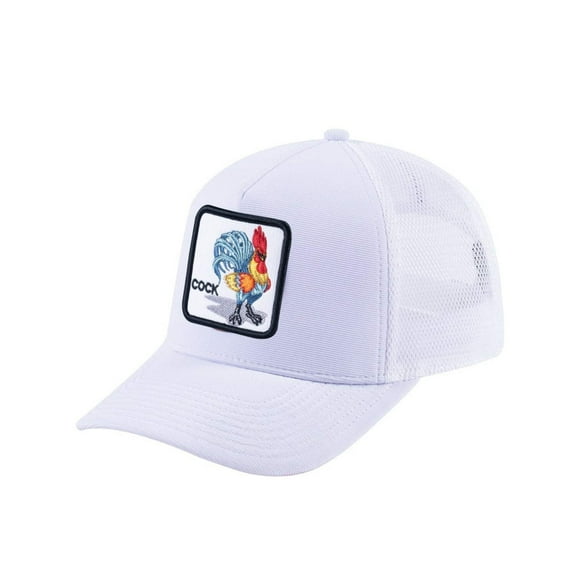 Unisex V2 Embroidered The Chicken, 5-Panel Trucker Hat, White/White, Adjustable Fit