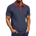 thumbnail image 1 of T-Shirt Homme Printemps Manches Courtes Col à Revers Polyvalent Chemises d'Été Hommes Bleu Foncé TG, 1 of 1