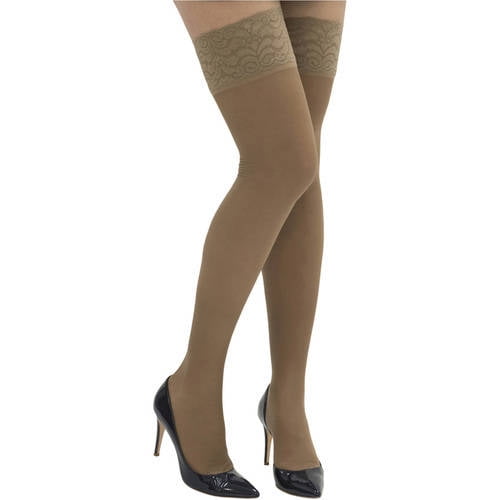 ITA-MED Sheer Compression 23-30 mmHg Thigh High Stockings Varicose Vein Nurse Hose Socks for Women, H-80 Medium Beige