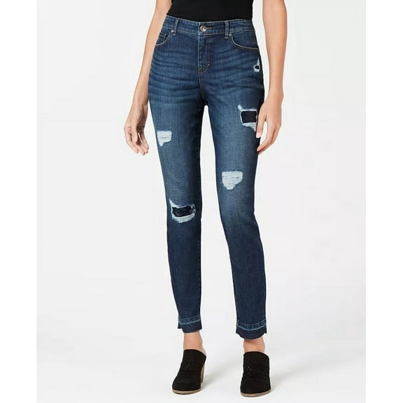 Style & Co Women's Rip & Repair Sequin Skinny Jeans Blue Size 6