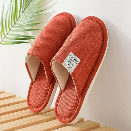 

Slippers For Womens Men Linen Shoes Women Household Slippers Indoor Floor Shoes