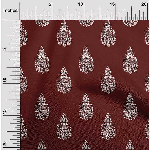 oneOone Tissu Polyester Lycra à Motifs Cachemire en Blocs, Imprimés au Mètre, 56 Pouces de Large