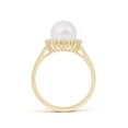 thumbnail image 2 of ANGARA Japanese Akoya Cultured Pearl Ring with Floral Halo in 14K Yellow Gold for Women | June Birthstone, Birthday, Anniversary, Jewelry Gift for Women | Pearl Ring, 2 of 8