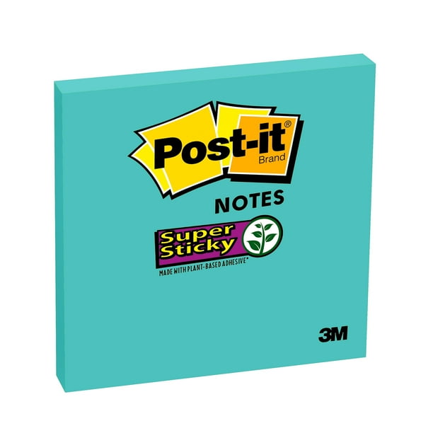 Postit Super Sticky Note Pad, 3" x 3", Electric Blue, 1 Pad Walmart