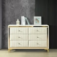 thumbnail image 4 of Better Home Products Velvet 6 Drawer Dresser w/ Gold Legs - Fully Assembled-Color:Cream,Style:Without Mirror, 4 of 12
