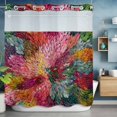 thumbnail image 2 of Colorful Dahlia No Hook Shower Curtain with Snap in Liner Modern Abstract Red Orange Flower Oil Painting Style Waterproof Bathroom Shower Curtain with See Through Top Window for Bathtub 72" x 78", 2 of 9