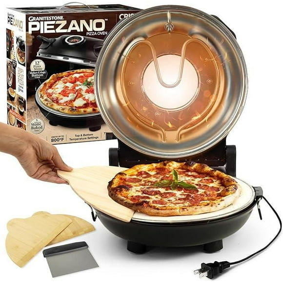 Piezano Pizza Oven Four à pizza électrique, Comptoir portable intérieur / extérieur 12 Pouces Pizza Maker Chauffe jusqu’à 800 ° F avec la pierre à pizza pour simuler le goût du four à briques à la mai