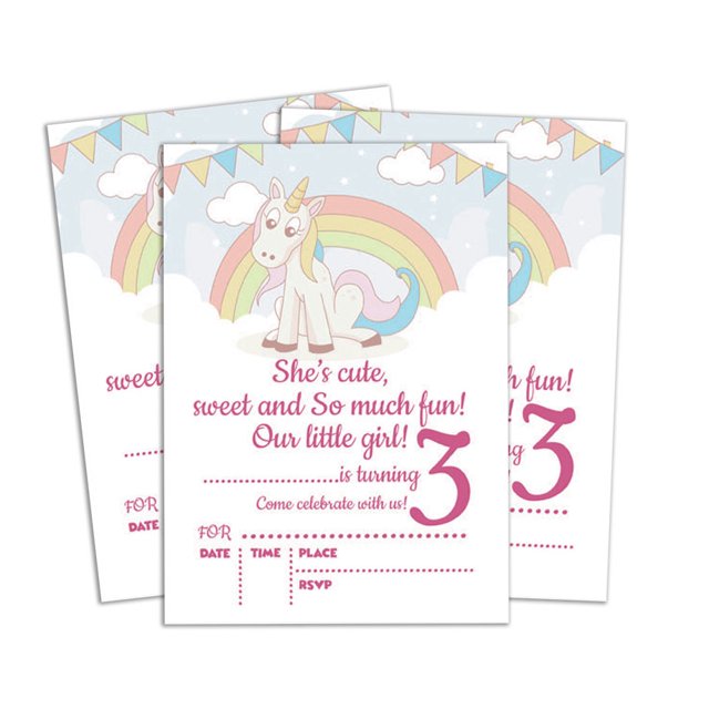 Darling Souvenir Blue Birthday Invitation Card Printable Elegant Fill or Write In Blank Party Invites 28 Pcs 5 x 7 Inches