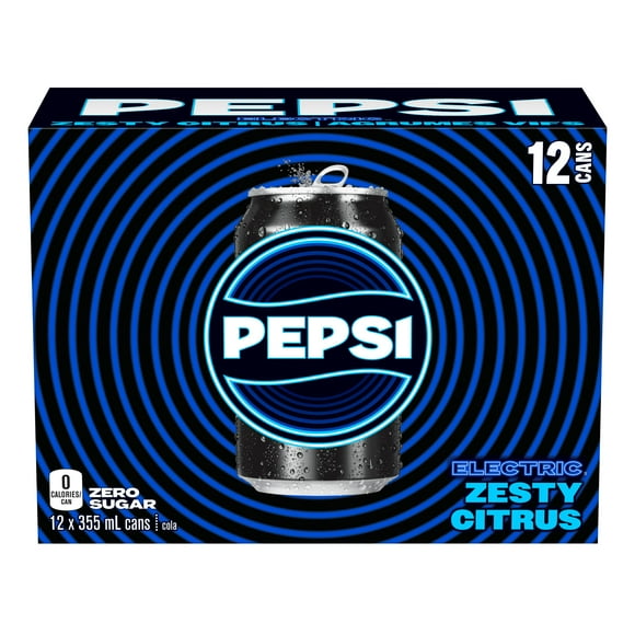 Pepsi Electric Zero Zesty Citrus 12 x 355 mL, Cans, 12x355mL