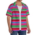 thumbnail image 2 of Fotbe Colorful Mexican Stripes Print Short Sleeve Button Down Shirts for Men Casual Summer Beach Wrinkle Free Shirt-3X-Large, 2 of 5