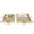 thumbnail image 3 of DecMode 16", 14"W Gold Plastic Mirrored Geometric Tray, 2-Pieces, 3 of 7