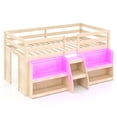 thumbnail image 1 of Gymax Twin Size Loft Bed w/ LED Lights Staircase & Safety Guardrail Under-bed Storage, 1 of 10