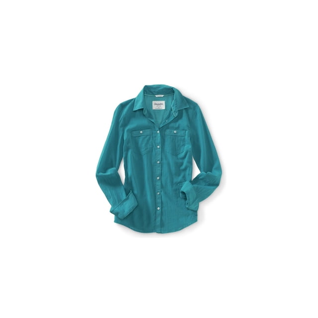 Camisa Aeropostale Signature Button Up Mujer Verde XS