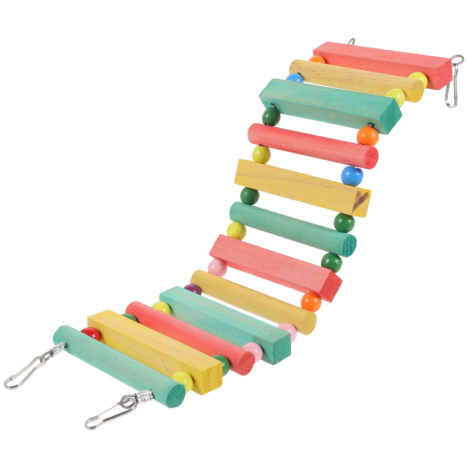 FONDOTIN Wooden Bird Step Ladder for Small Pets with Durable Stainless Steel Buckle