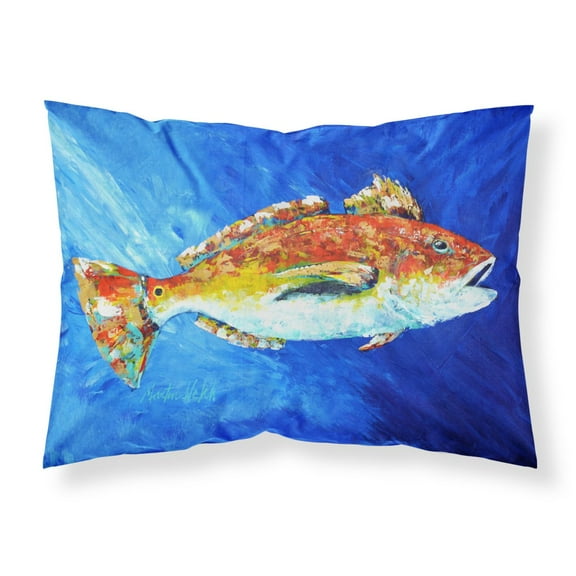 Carolines Treasures MW1212PILLOWCASE Red Fish White Spin Fabric Standard Pillowcase Standard multicolor