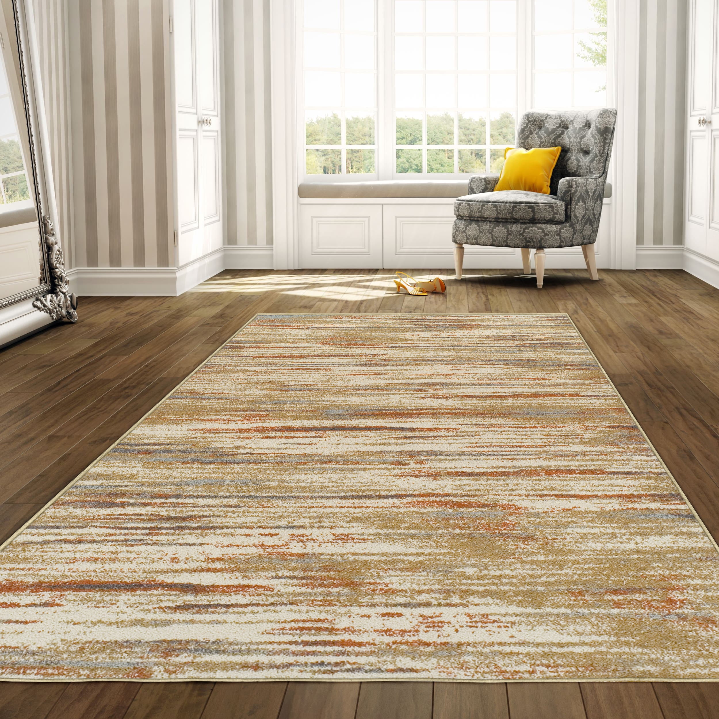 Impressions Ashford Abstract Modern Contemporary Area Rug, Rust Brown