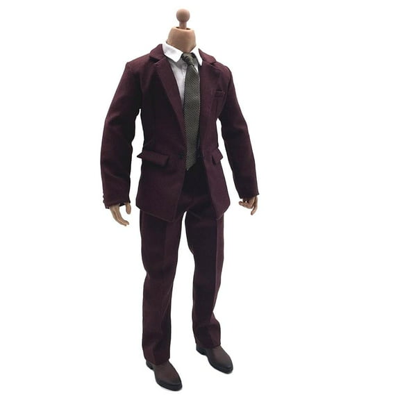 amagogo 1 / 6 Scale Male Suit Shirt Pants Belt Tie Clothing Set for