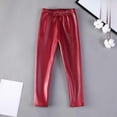 thumbnail image 2 of EnJoCho Toddler Kids Teen Fa𝗎x PU Leather Stretchy Leggings High Waist Yoga Flare Dance 𝖣isco Casual Athletic Long Skinny Pants Party Performance Comfortable Fashion Bell Bottoms, 2 of 6