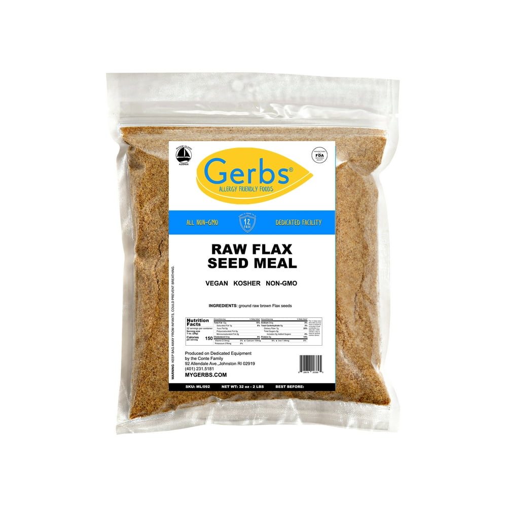 Ground Raw Flax Seed Meal By Gerbs 2 LBS Top 14 Food Allergen Free