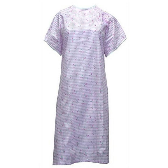 Women's Poly Cotton Backwrap Gown - Pink with Pink Flowers