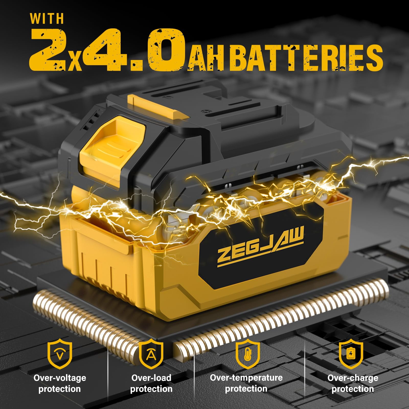 ZEGJAW 40V Cordless Weed Wacker, 8" Electric Pole Saw, Hedge Trimmer and Brush Cutter, 4-in-1 Multi Garden Tools with 2 * 20V 4Ah Battery and 1*Charger