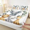 thumbnail image 3 of Manfei Wild Animal Elephant Full Size Sheets,Zebra Lions Giraffe Bed Sheets,Cute Zoo Animal Sheet Sets For Girls Kids,Breathable Home Decor,4pcs, 3 of 7