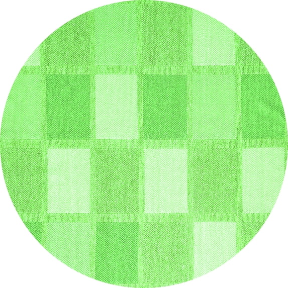 Ahgly Company Indoor Round Checkered Green Modern Area Rugs, 8' Round