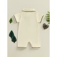thumbnail image 6 of BemeyourBBs Newborn Baby Boy Summer Clothes Infant Baby Boy Dinosaur Outfit Romper Short Sleeve Romper Dinosaur Half Button-up Collared Jumpsuit, 6 of 9