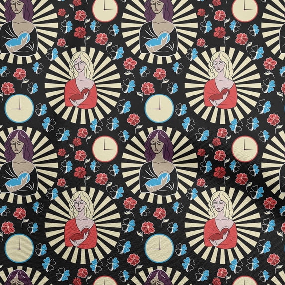 oneOone Rayon Black Fabric Christmas Jesus Birth Sewing Material Print Fabric By The Yard 56 Inch Wide