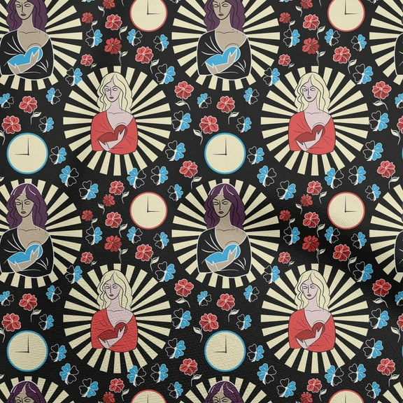 oneOone Polyester Spandex Black Fabric Christmas Jesus Birth Dress Material Fabric Print Fabric By The Yard 56 Inch Wide