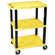 Luxor 300 lb. 24" x 18" 3-Shelf Yellow Utility Cart