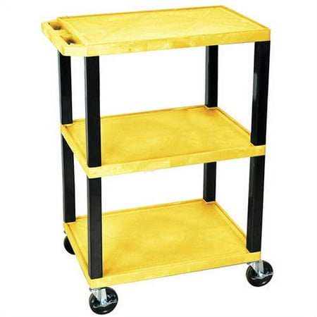 Luxor 300 lb. 24" x 18" 3-Shelf Yellow Utility Cart
