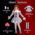 thumbnail image 3 of Scary Clown Costume for Girls, Halloween Outfit with Balloons & Makeup Kit for 8-10 Years, 3 of 5