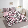 thumbnail image 3 of Homewish Flying Pink Butterflies Girl Bedding Comforter Set 7 Pieces,Leopard Print Full Bedding Set Lightweight,Black Pink Fitted Sheet Flat Sheet,Breathable Home Decor,Reversible, 3 of 8