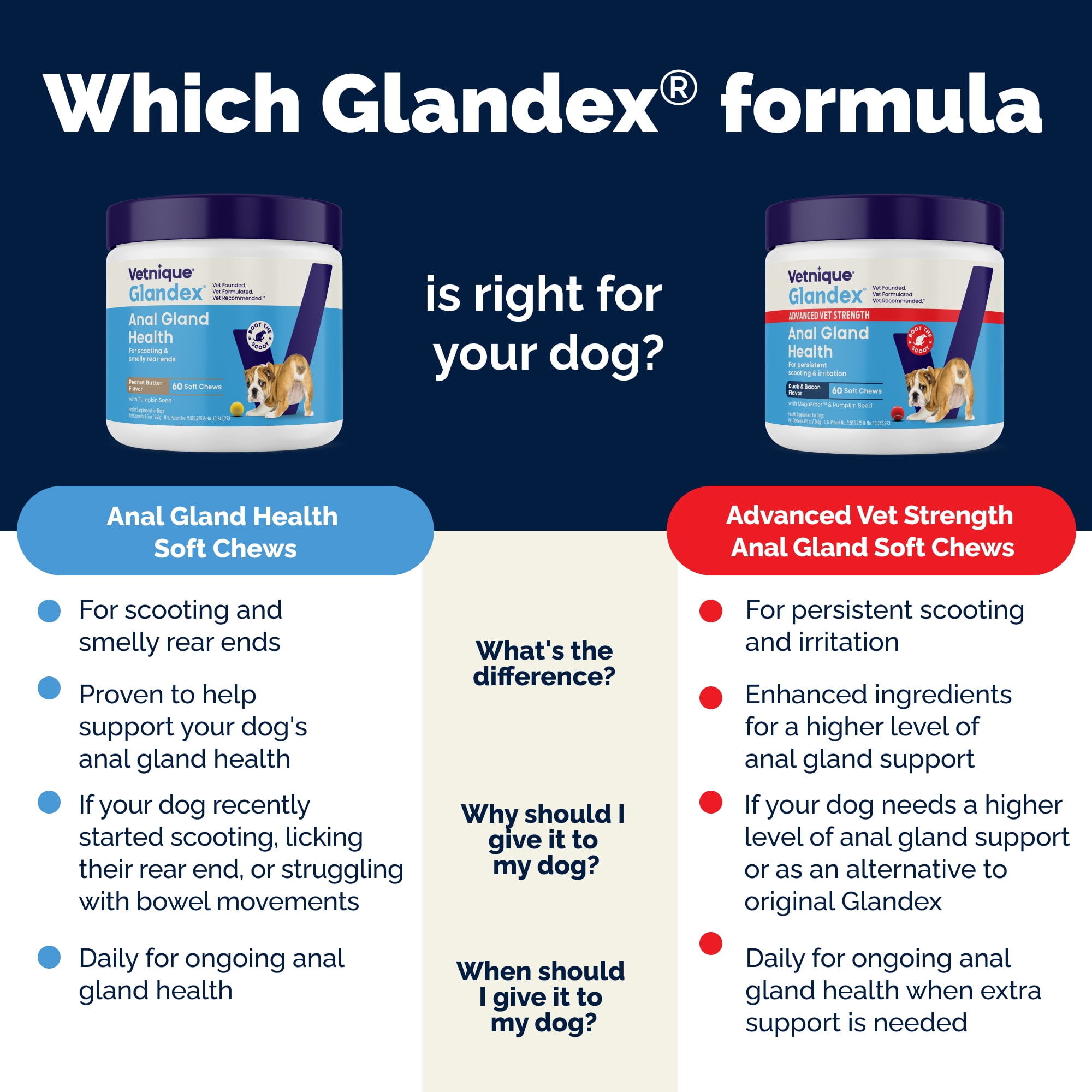 Vetnique Labs Glandex Advanced Vet Strength Soft Chews, for All Dogs, Duck & Bacon Flavored, 30 Count