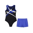 thumbnail image 3 of Sinleey Kids Girls Sleeveless Patchwork Dance Unitards Contrast Color Bodysuit with Solid Color Blue 14, 3 of 5