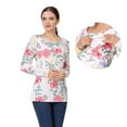 thumbnail image 2 of T-shirt de Maternité pour Femmes à Ourlet Imprimé Régulier, Décontracté, Manches Longues, Col Rond, Basique, T-Shirt d'Allaitement, 2 of 5