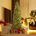 thumbnail image 1 of Gymax 7.5FT Hinged Pre-lit Christmas Slim Pencil Tree w/ 10 Lighting Modes & 796 Tips, 1 of 10